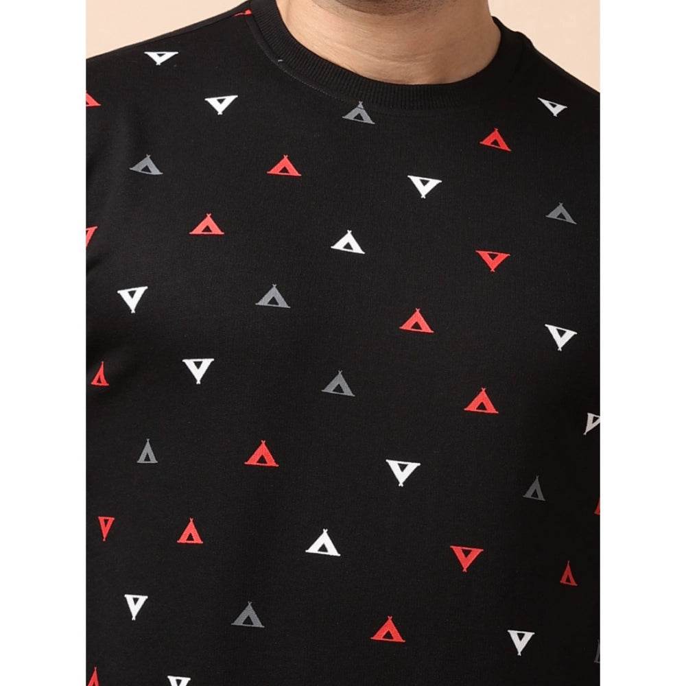 Generic Men's Casual Cotton Printed Round Neck Full Sleeve Sweat Shirt (Black) - MYLUXURY LANE ENTERPRISE