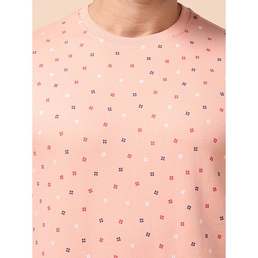 Generic Men's Casual Cotton Printed Round Neck Full Sleeve Sweat Shirt (Peach) - MYLUXURY LANE ENTERPRISE