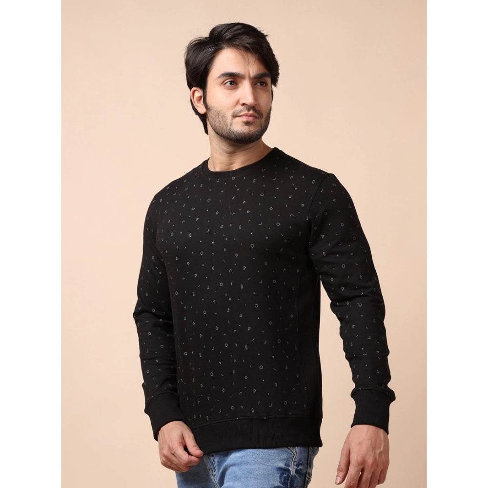 Generic Men's Casual Cotton Printed Round Neck Full Sleeve Sweat Shirt (Black) - MYLUXURY LANE ENTERPRISE