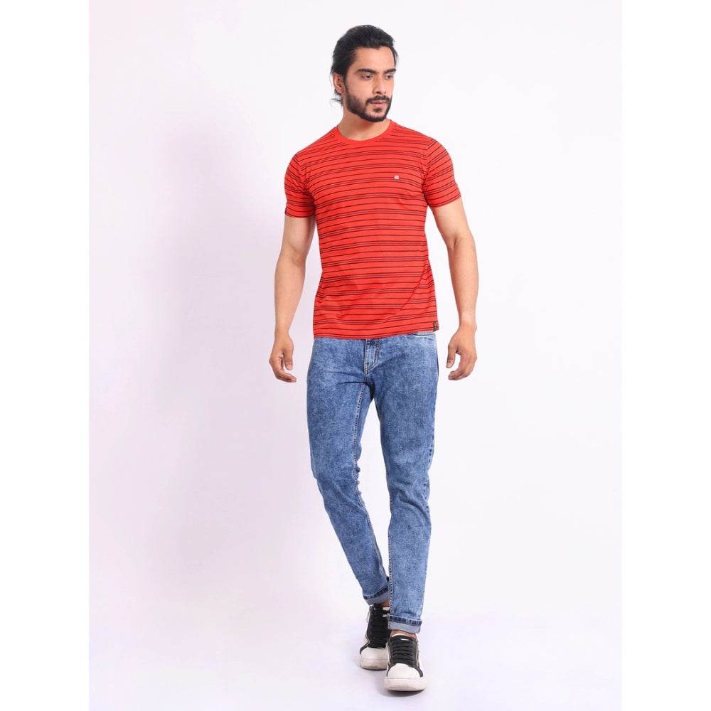 Generic Men's Casual Cotton Printed Round Neck Half Sleeve T-Shirt (Red) - MYLUXURY LANE ENTERPRISE
