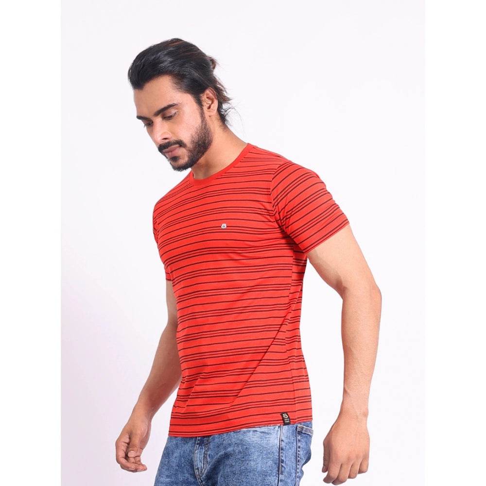 Generic Men's Casual Cotton Printed Round Neck Half Sleeve T-Shirt (Red) - MYLUXURY LANE ENTERPRISE