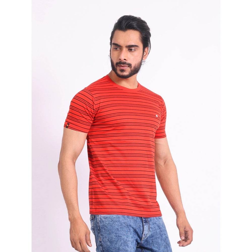 Generic Men's Casual Cotton Printed Round Neck Half Sleeve T-Shirt (Red) - MYLUXURY LANE ENTERPRISE