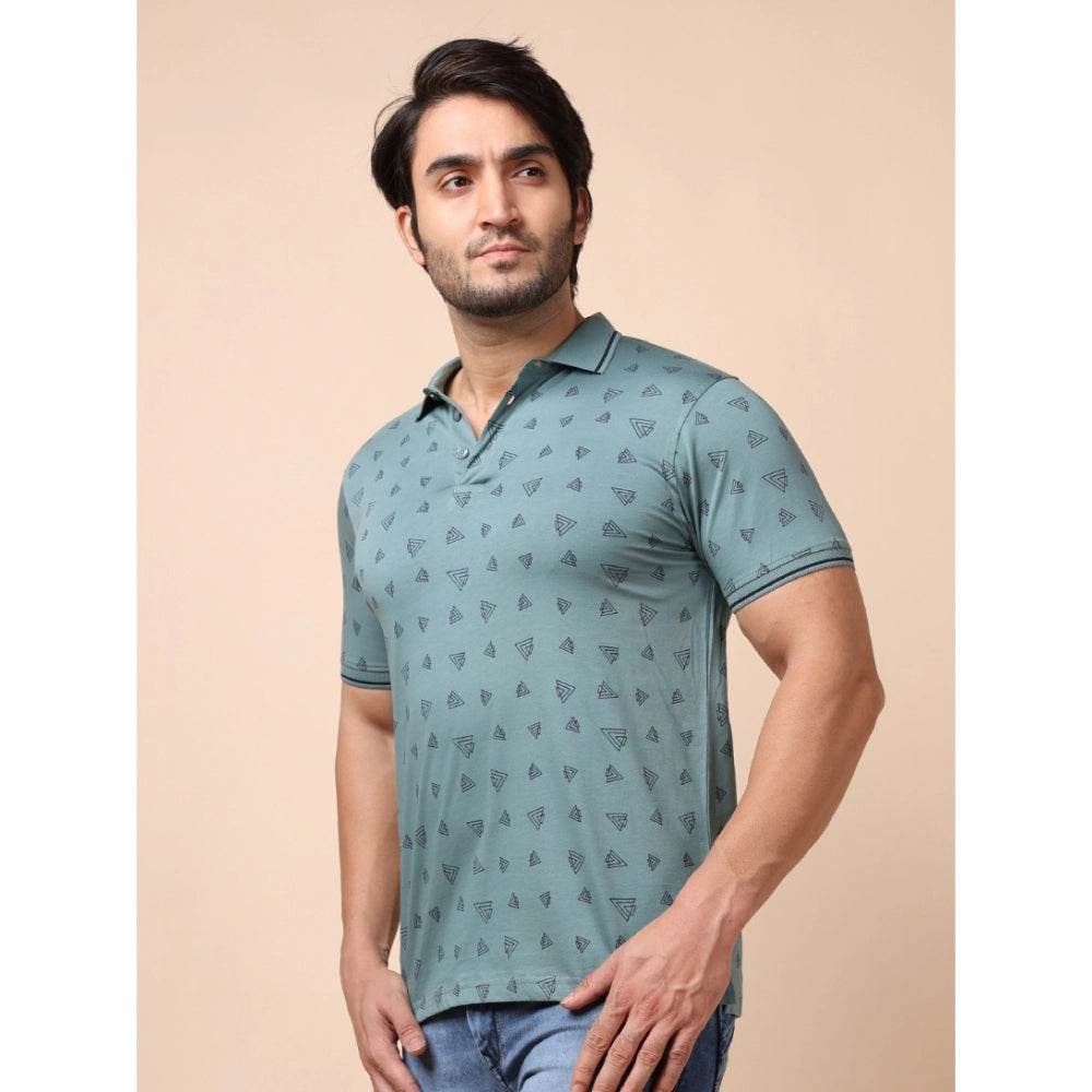 Generic Men's Casual Cotton Printed Polo Neck Half Sleeve T-Shirt (Grey) - MYLUXURY LANE ENTERPRISE