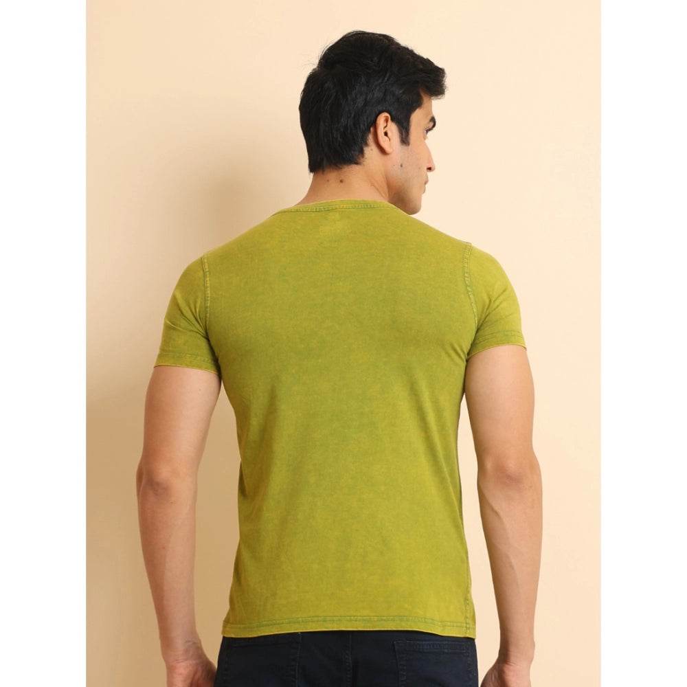 Generic Men's Casual Cotton Printed Round Neck Half Sleeve T-Shirt (Green) - MYLUXURY LANE ENTERPRISE