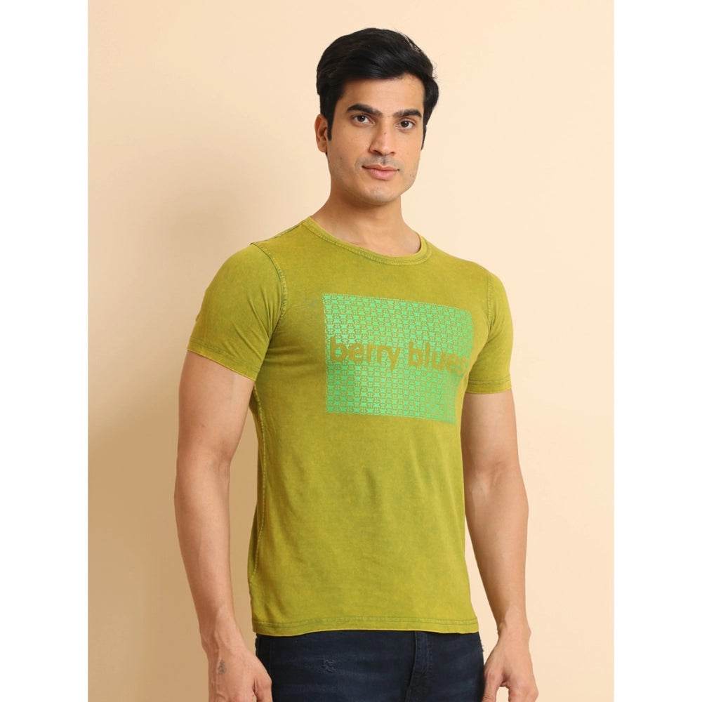 Generic Men's Casual Cotton Printed Round Neck Half Sleeve T-Shirt (Green) - MYLUXURY LANE ENTERPRISE