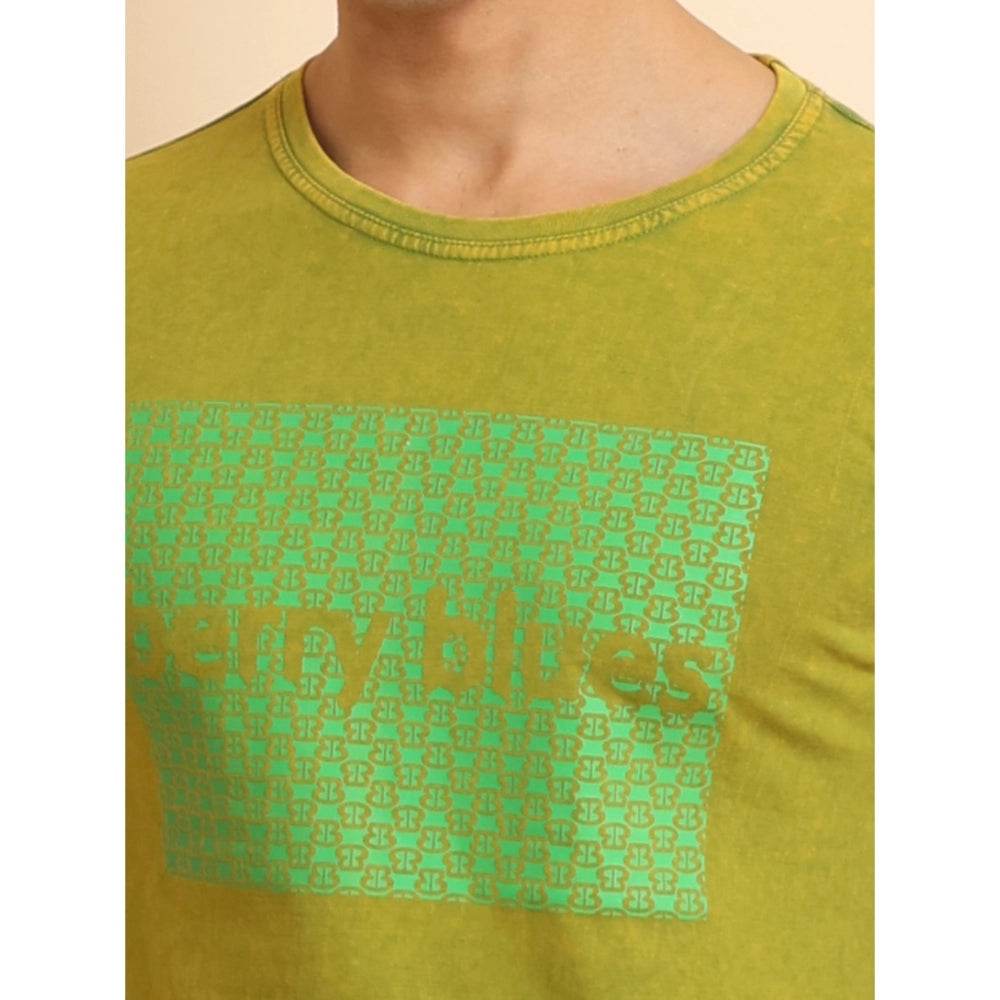 Generic Men's Casual Cotton Printed Round Neck Half Sleeve T-Shirt (Green) - MYLUXURY LANE ENTERPRISE