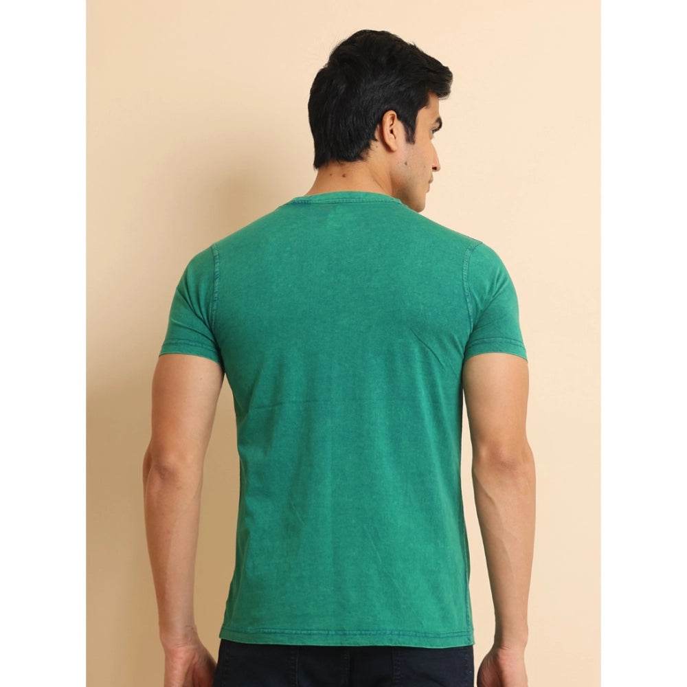 Generic Men's Casual Cotton Printed Round Neck Half Sleeve T-Shirt (Green) - MYLUXURY LANE ENTERPRISE