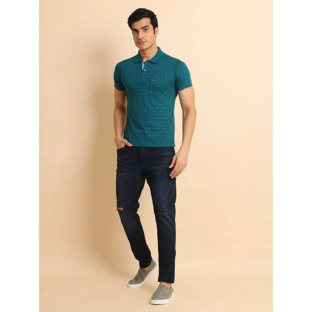 Generic Men's Casual Cotton Printed Polo Neck Half Sleeve T-Shirt (Green) - MYLUXURY LANE ENTERPRISE