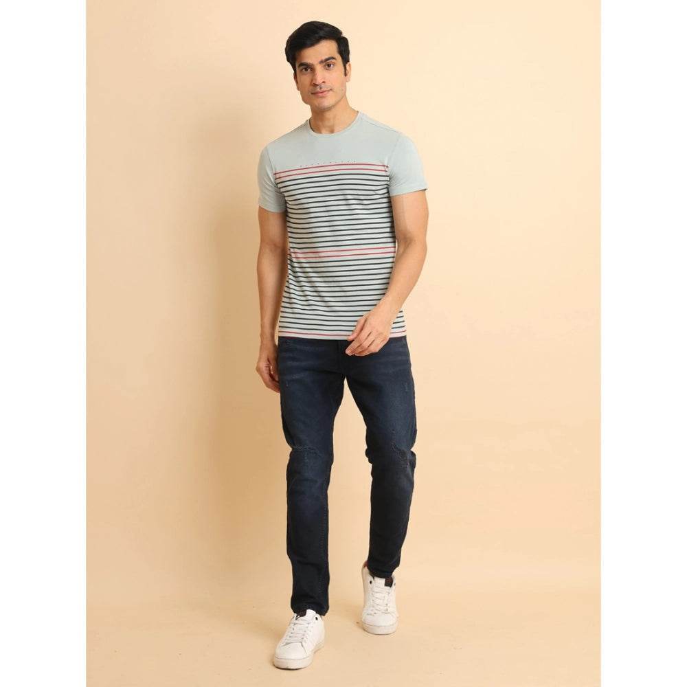 Generic Men's Casual Cotton Printed Round Neck Half Sleeve T-Shirt (Grey) - MYLUXURY LANE ENTERPRISE