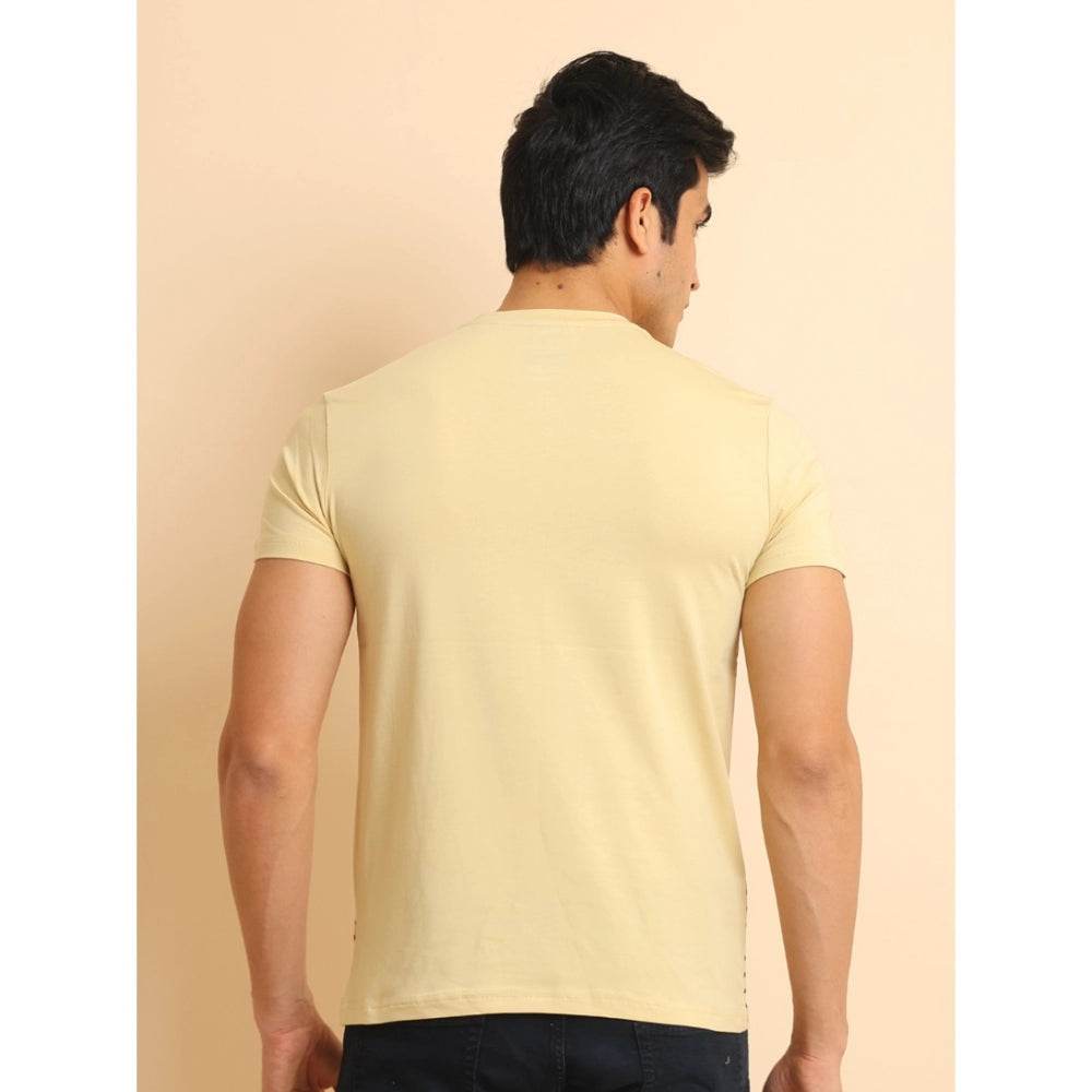 Generic Men's Casual Cotton Printed Round Neck Half Sleeve T-Shirt (Beige) - MYLUXURY LANE ENTERPRISE