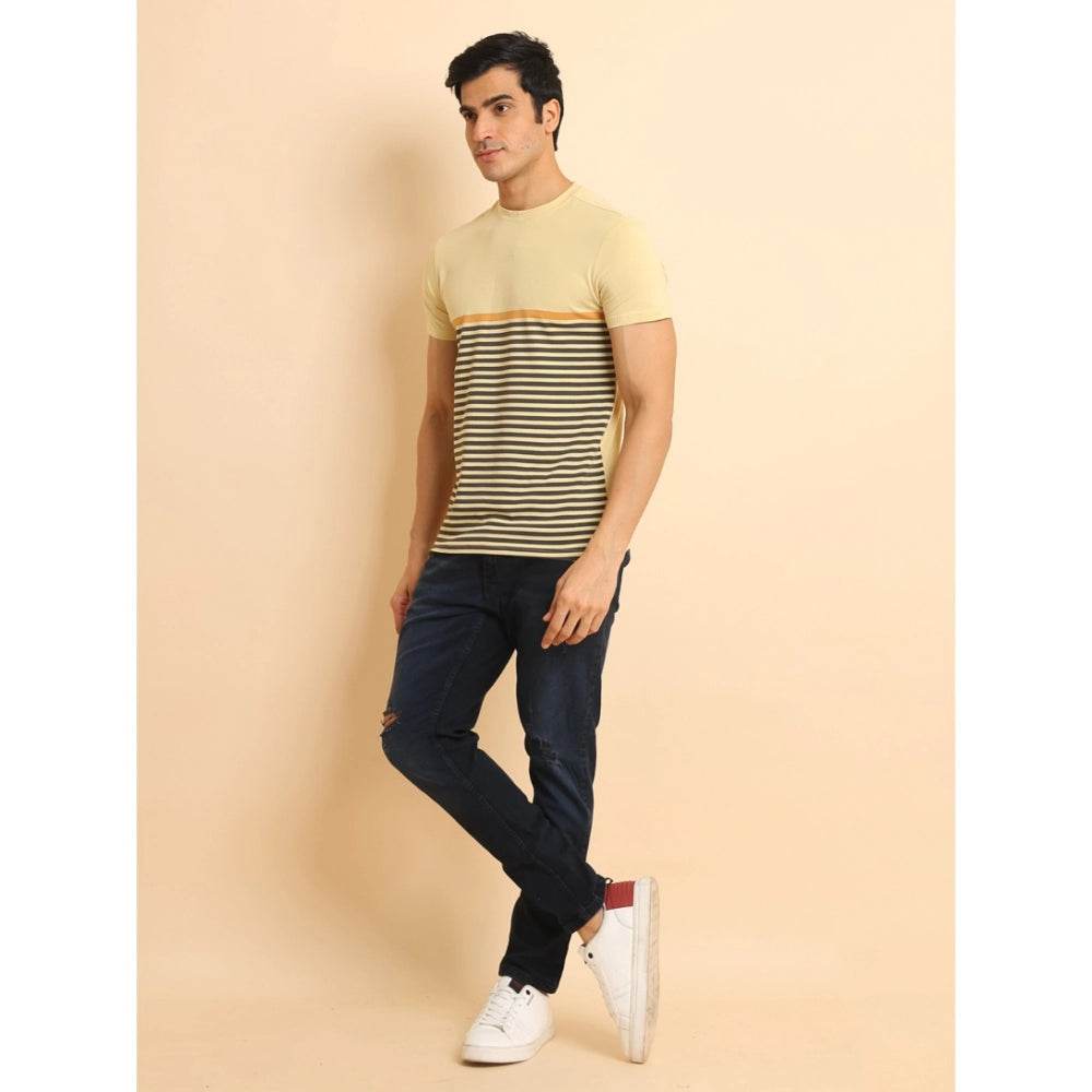 Generic Men's Casual Cotton Printed Round Neck Half Sleeve T-Shirt (Brown) - MYLUXURY LANE ENTERPRISE