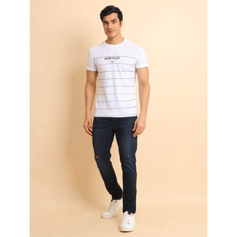 Generic Men's Casual Cotton Printed Round Neck Half Sleeve T-Shirt (White) - MYLUXURY LANE ENTERPRISE