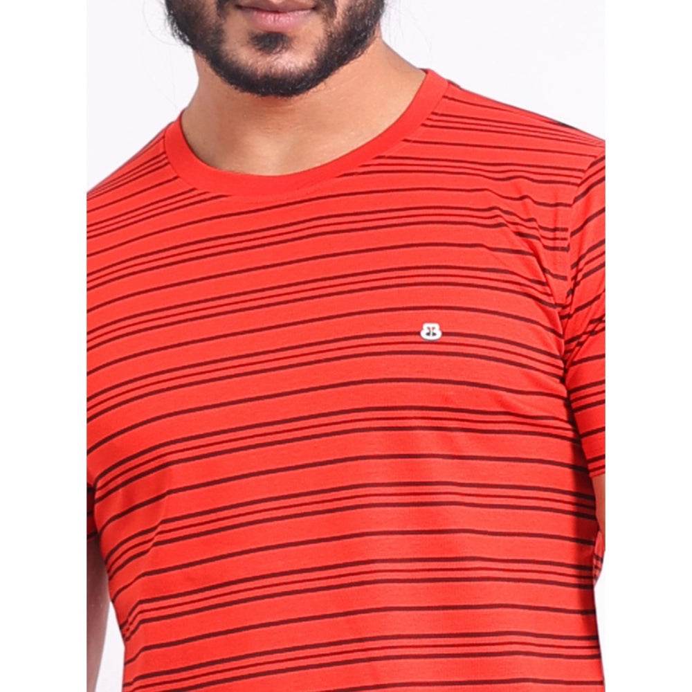 Generic Men's Casual Cotton Printed Round Neck Half Sleeve T-Shirt (Red) - MYLUXURY LANE ENTERPRISE
