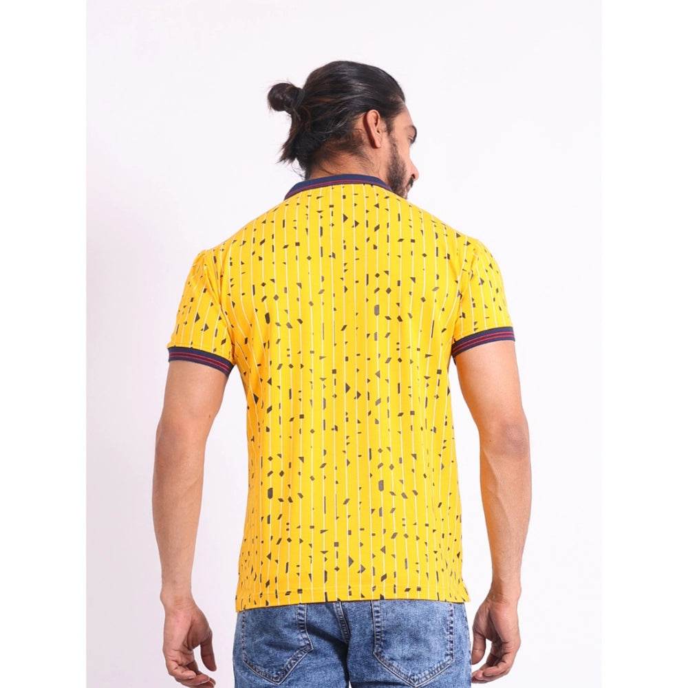 Generic Men's Casual Cotton Printed Polo Neck Half Sleeve T-Shirt (Turmeric) - MYLUXURY LANE ENTERPRISE