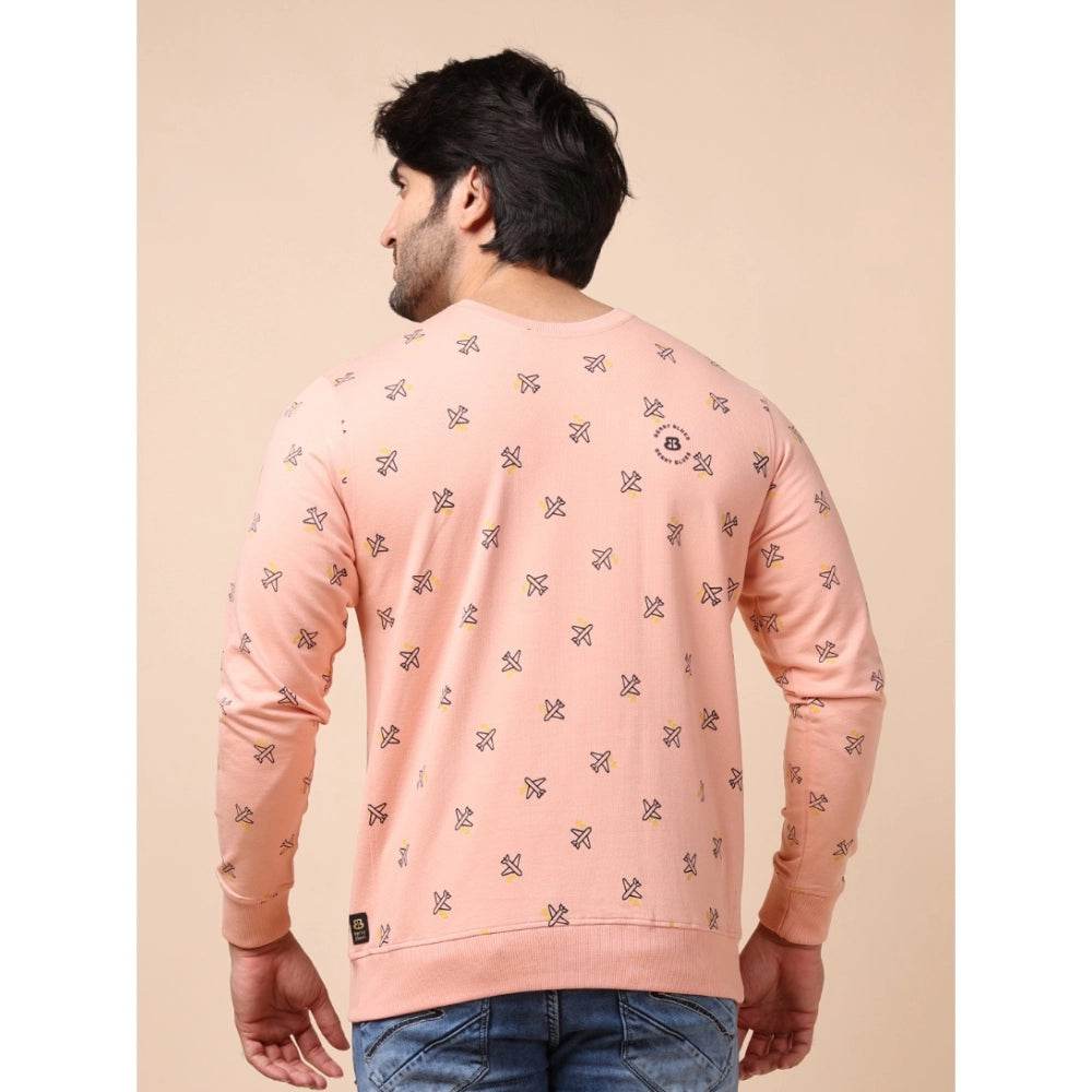 Generic Men's Casual Cotton Printed Round Neck Full Sleeve Sweat Shirt (Peach) - MYLUXURY LANE ENTERPRISE