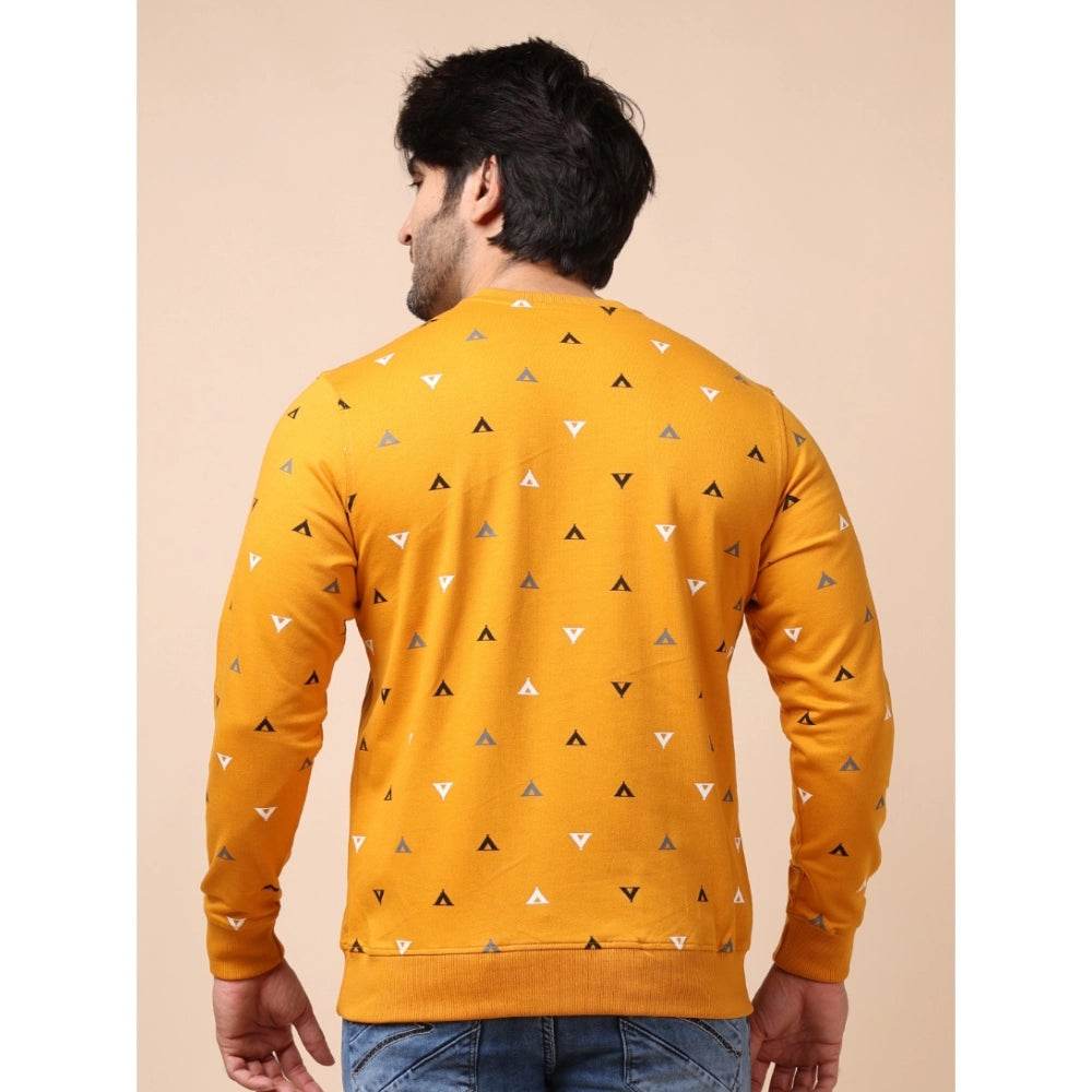 Generic Men's Casual Cotton Printed Round Neck Full Sleeve Sweat Shirt (Mustard) - MYLUXURY LANE ENTERPRISE