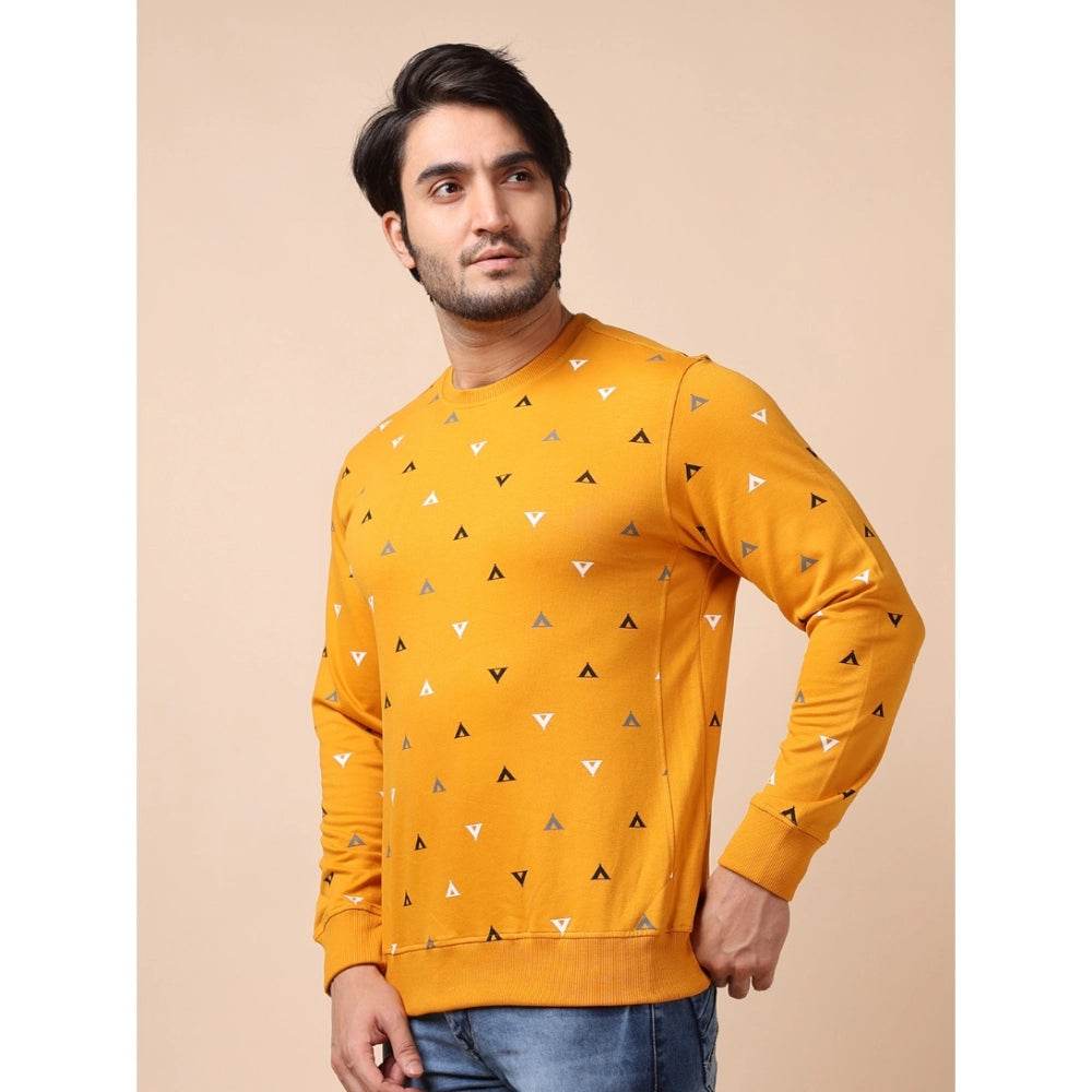 Generic Men's Casual Cotton Printed Round Neck Full Sleeve Sweat Shirt (Mustard) - MYLUXURY LANE ENTERPRISE