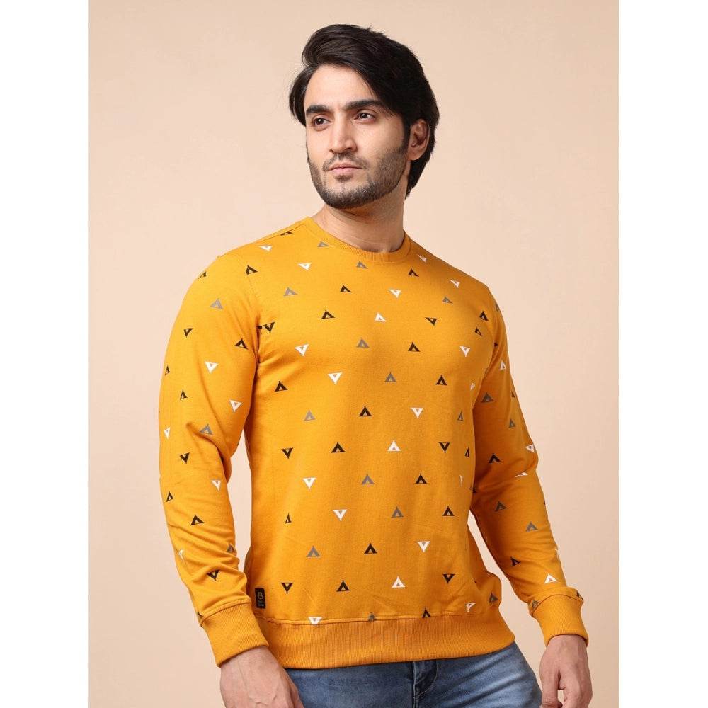 Generic Men's Casual Cotton Printed Round Neck Full Sleeve Sweat Shirt (Mustard) - MYLUXURY LANE ENTERPRISE