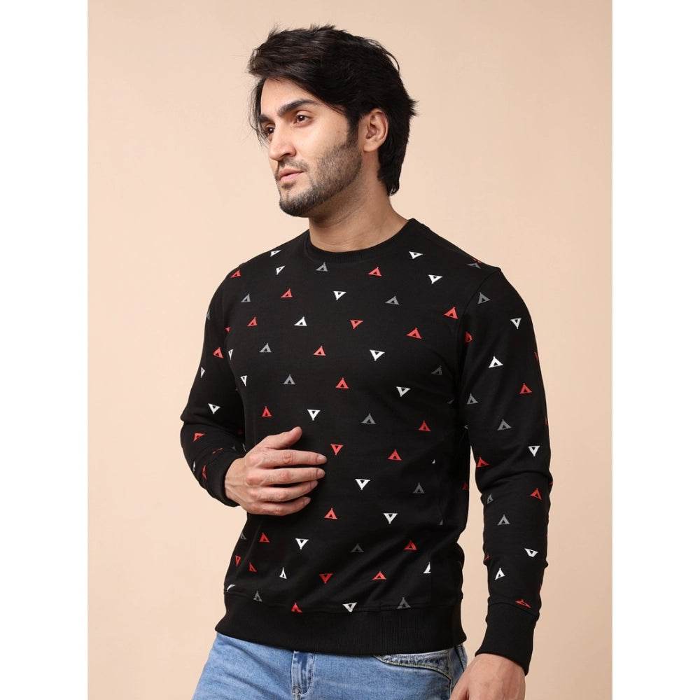 Generic Men's Casual Cotton Printed Round Neck Full Sleeve Sweat Shirt (Black) - MYLUXURY LANE ENTERPRISE