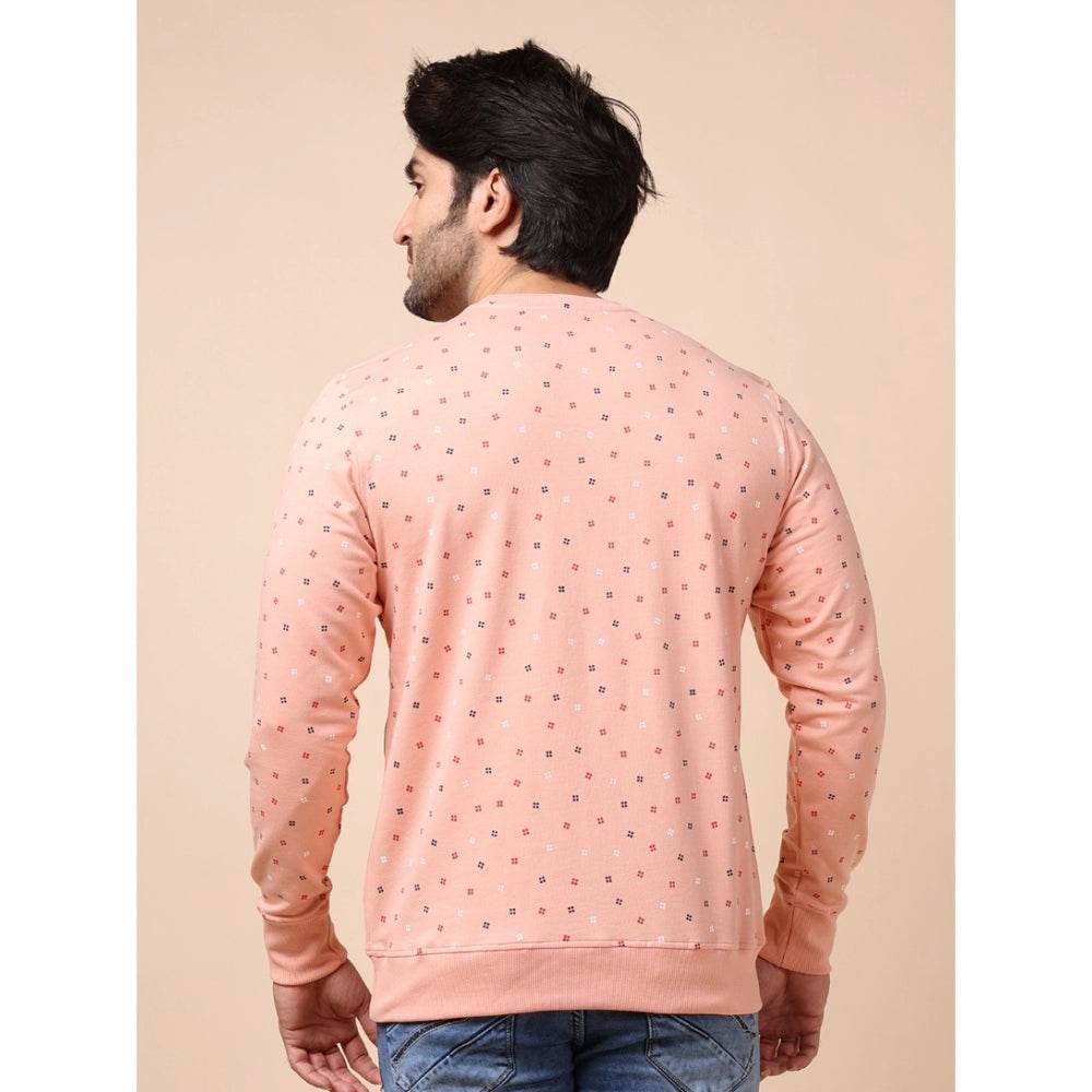 Generic Men's Casual Cotton Printed Round Neck Full Sleeve Sweat Shirt (Peach) - MYLUXURY LANE ENTERPRISE