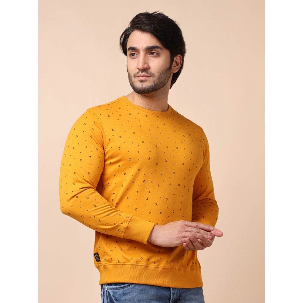 Generic Men's Casual Cotton Printed Round Neck Full Sleeve Sweat Shirt (Mustard) - MYLUXURY LANE ENTERPRISE