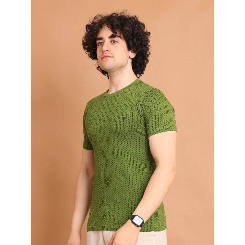 Generic Men's Casual Cotton Printed Round Neck Half Sleeve T-Shirt (Green) - MYLUXURY LANE ENTERPRISE
