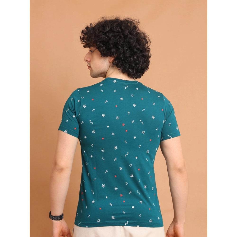 Generic Men's Casual Cotton Printed Round Neck Half Sleeve T-Shirt (Green) - MYLUXURY LANE ENTERPRISE