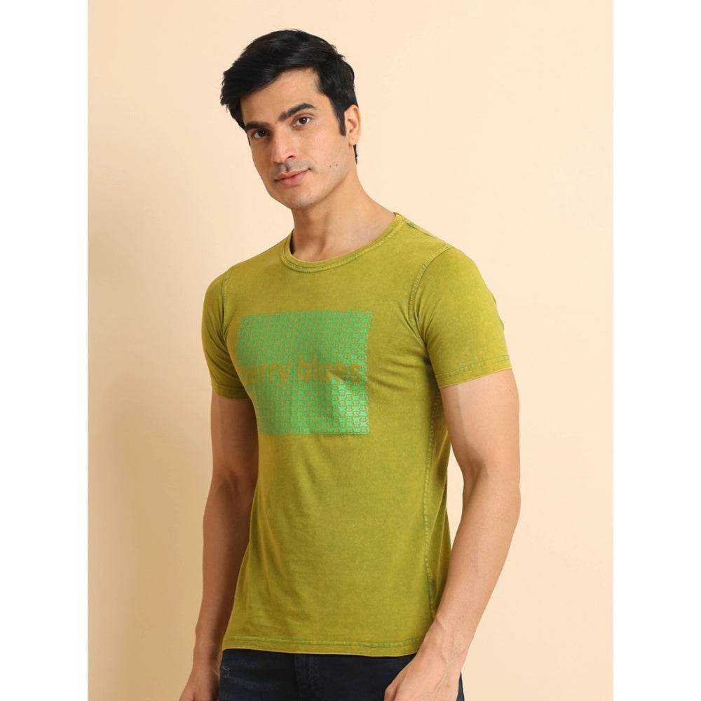 Generic Men's Casual Cotton Printed Round Neck Half Sleeve T-Shirt (Green) - MYLUXURY LANE ENTERPRISE
