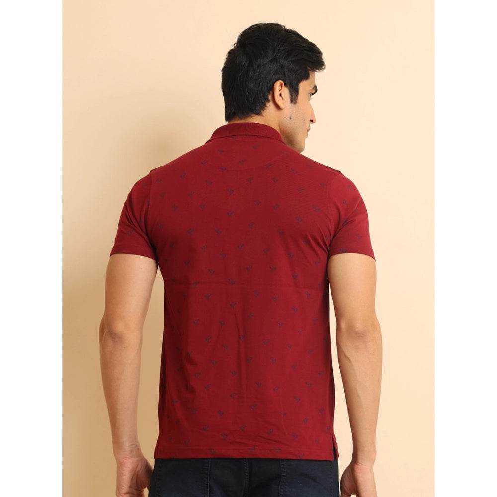 Generic Men's Casual Cotton Printed Polo Neck Half Sleeve T-Shirt (Red) - MYLUXURY LANE ENTERPRISE