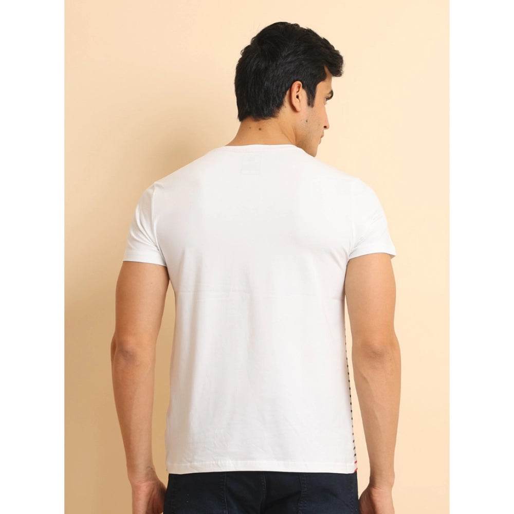 Generic Men's Casual Cotton Printed Round Neck Half Sleeve T-Shirt (White) - MYLUXURY LANE ENTERPRISE