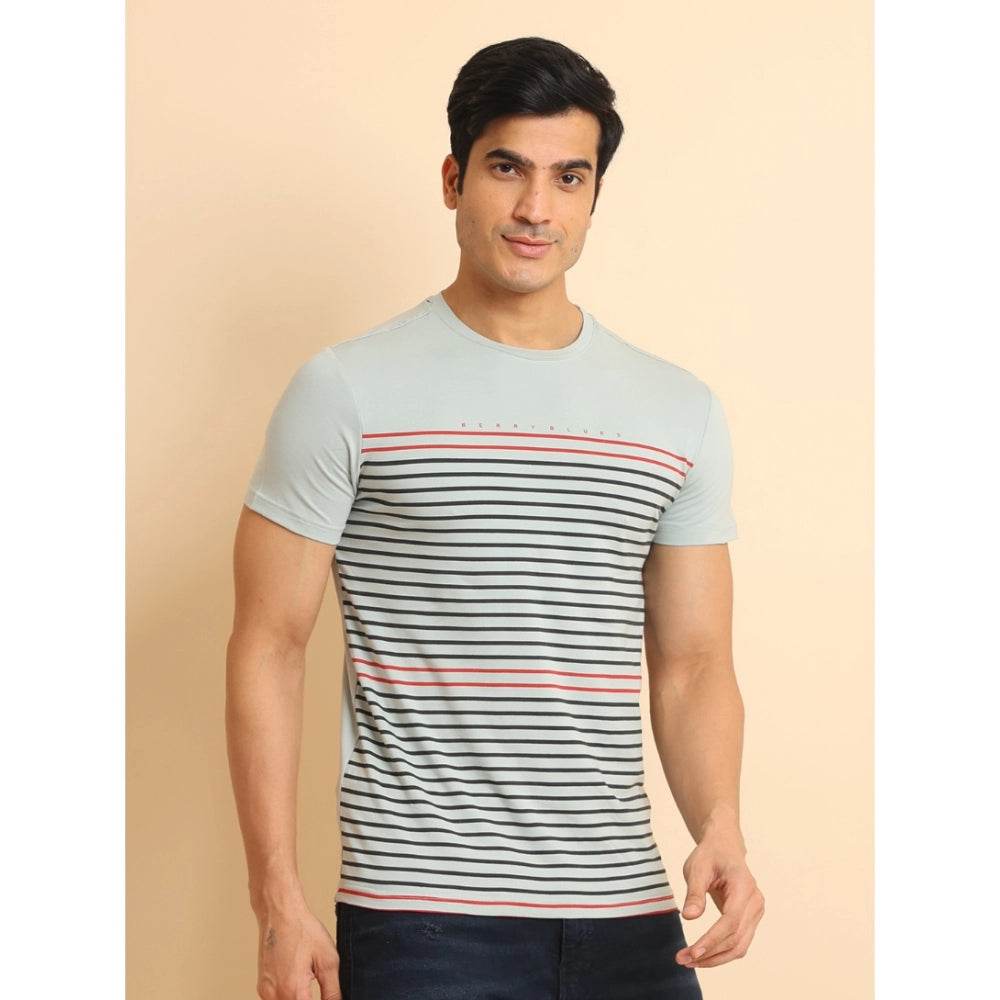 Generic Men's Casual Cotton Printed Round Neck Half Sleeve T-Shirt (Grey) - MYLUXURY LANE ENTERPRISE