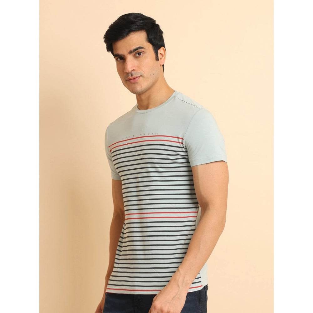 Generic Men's Casual Cotton Printed Round Neck Half Sleeve T-Shirt (Grey) - MYLUXURY LANE ENTERPRISE