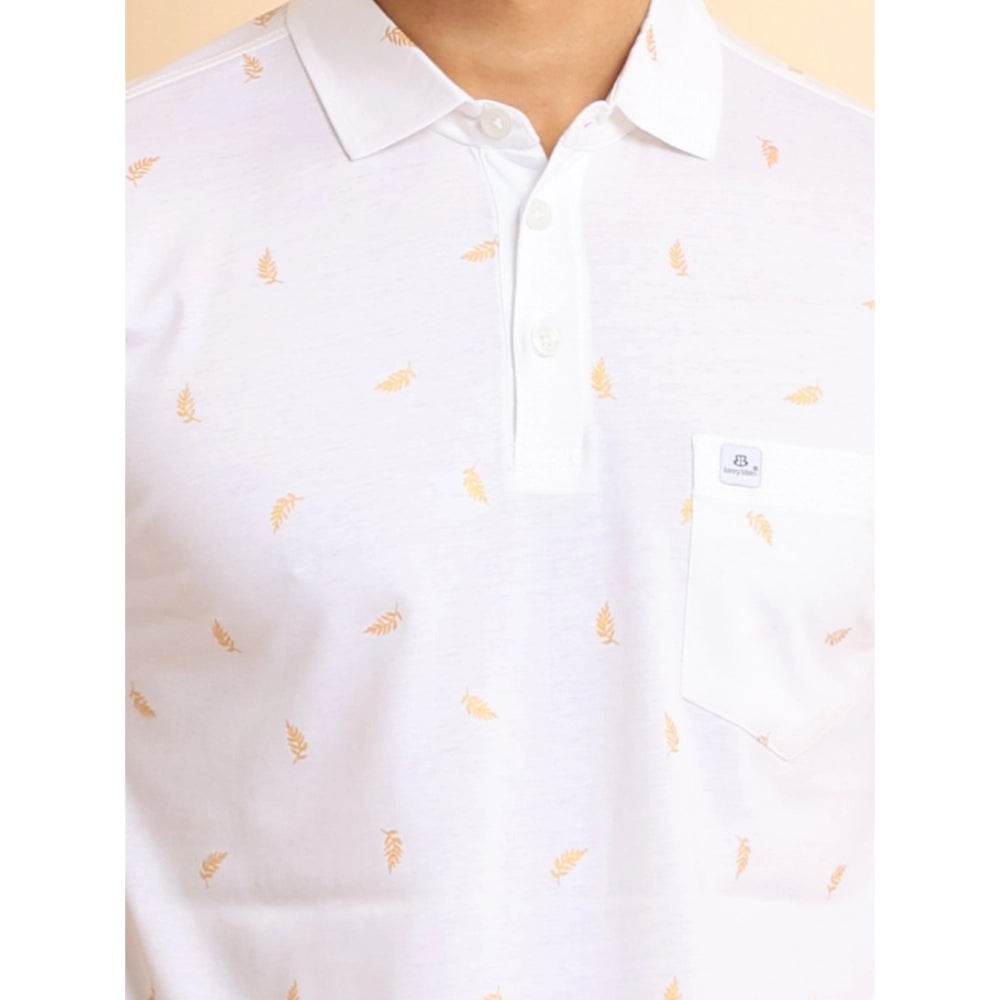 Generic Men's Casual Cotton Printed Polo Neck Half Sleeve T-Shirt (White) - MYLUXURY LANE ENTERPRISE