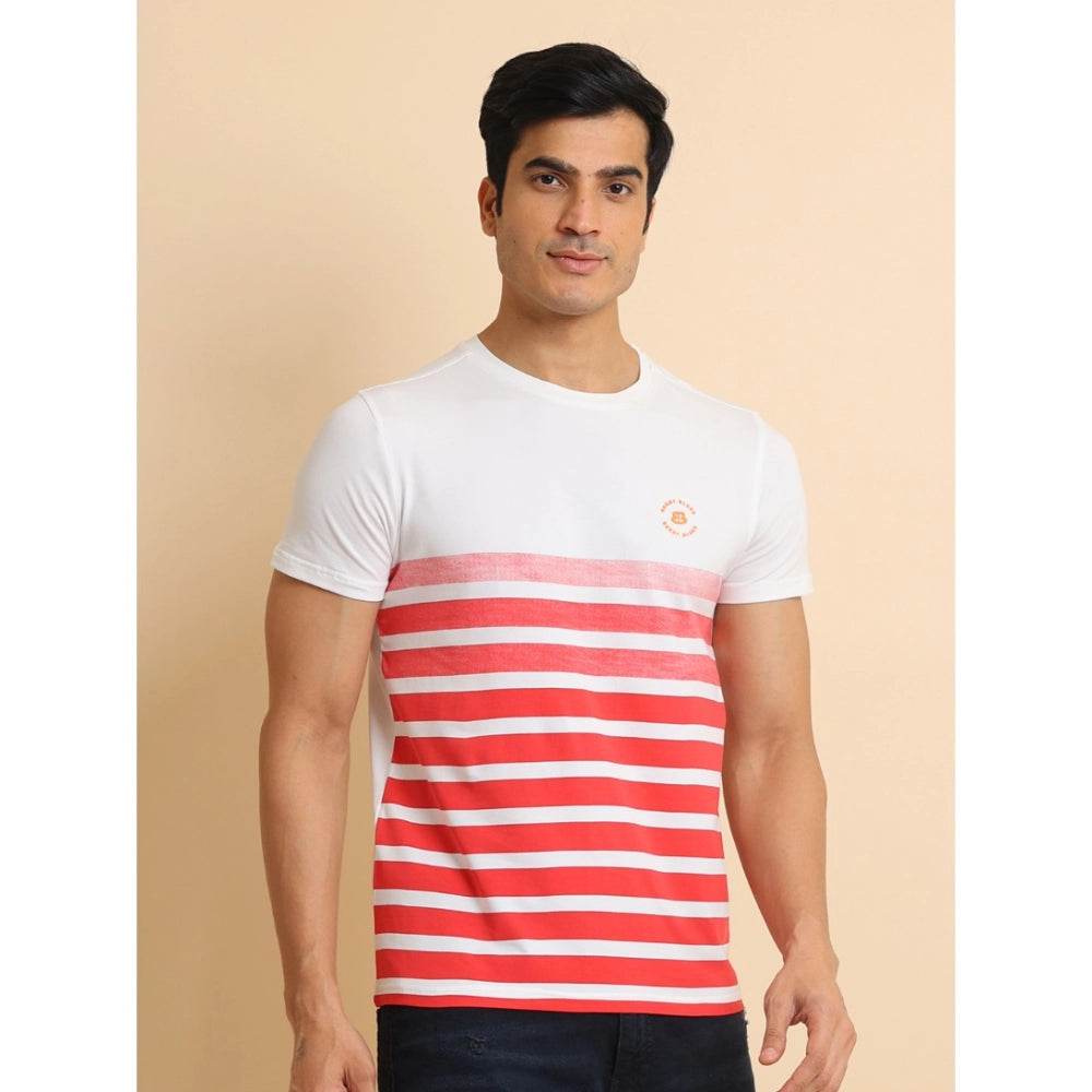 Generic Men's Casual Cotton Printed Round Neck Half Sleeve T-Shirt (Red) - MYLUXURY LANE ENTERPRISE