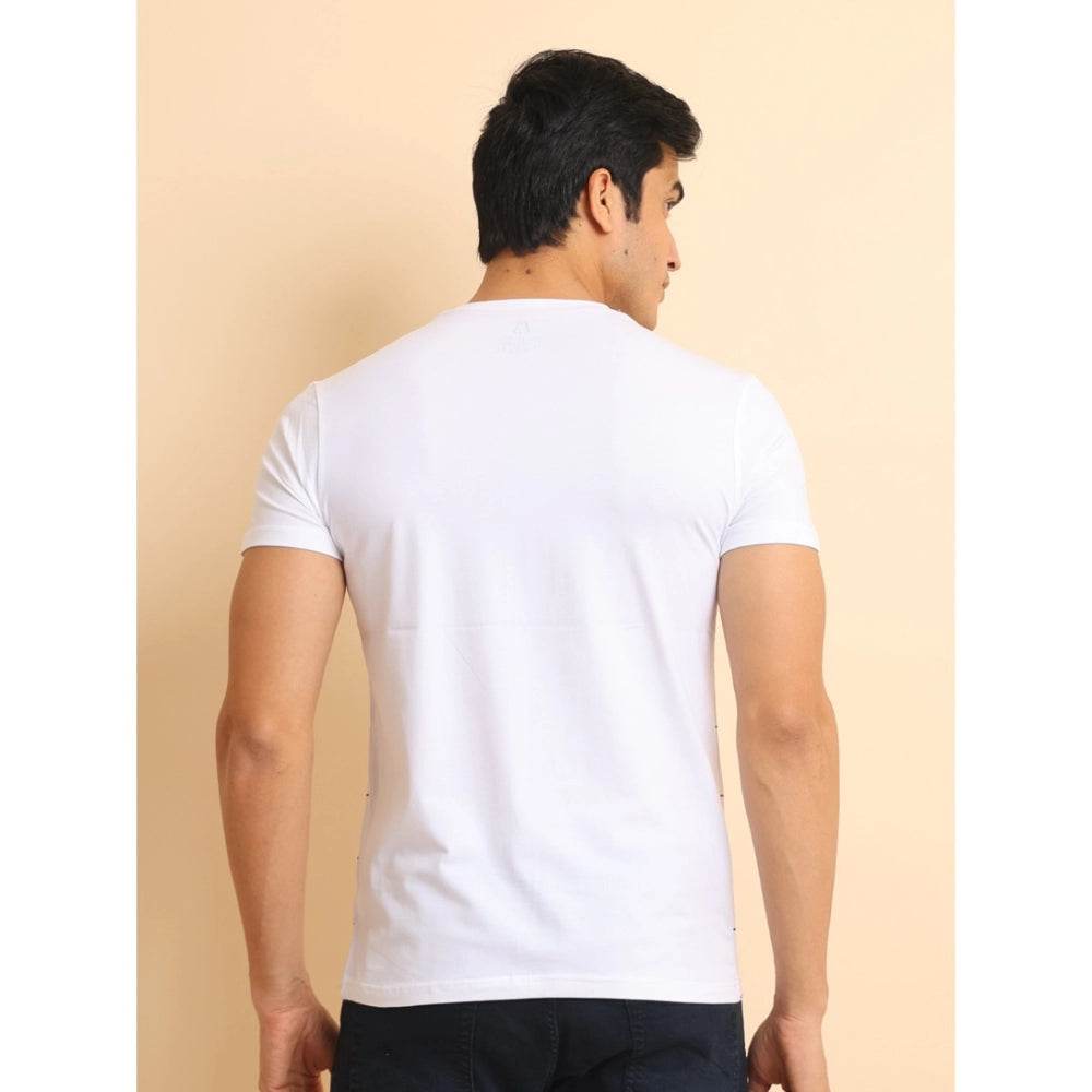 Generic Men's Casual Cotton Printed Round Neck Half Sleeve T-Shirt (White) - MYLUXURY LANE ENTERPRISE