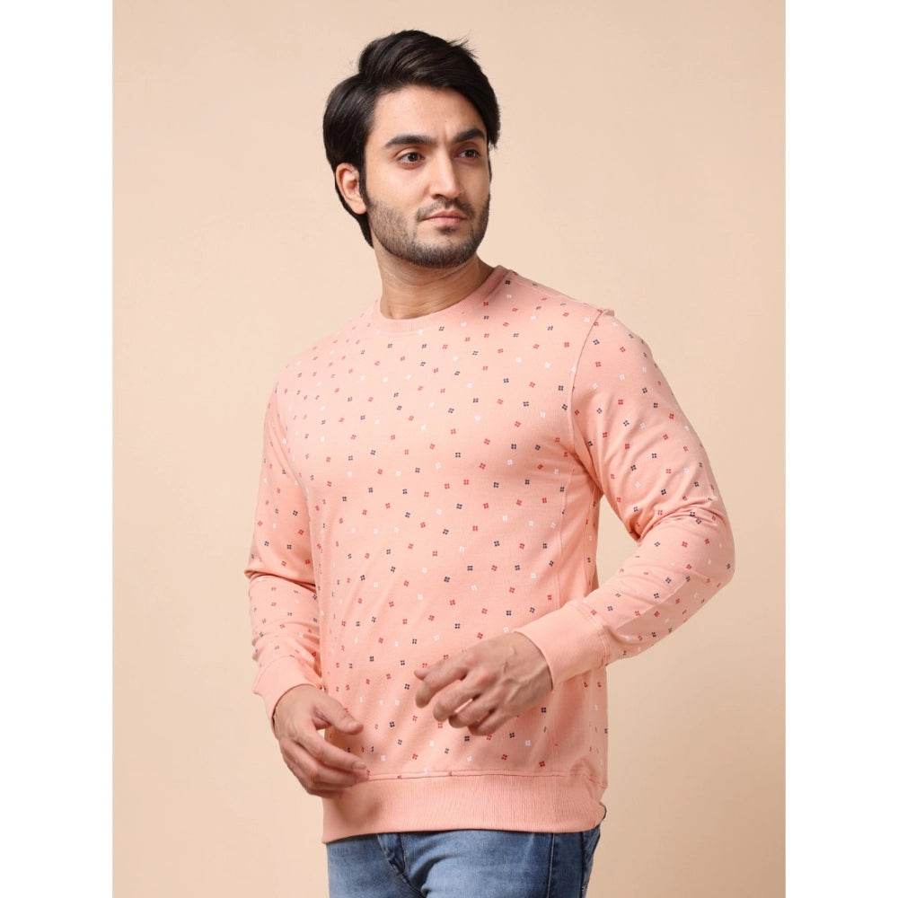 Generic Men's Casual Cotton Printed Round Neck Full Sleeve Sweat Shirt (Peach) - MYLUXURY LANE ENTERPRISE