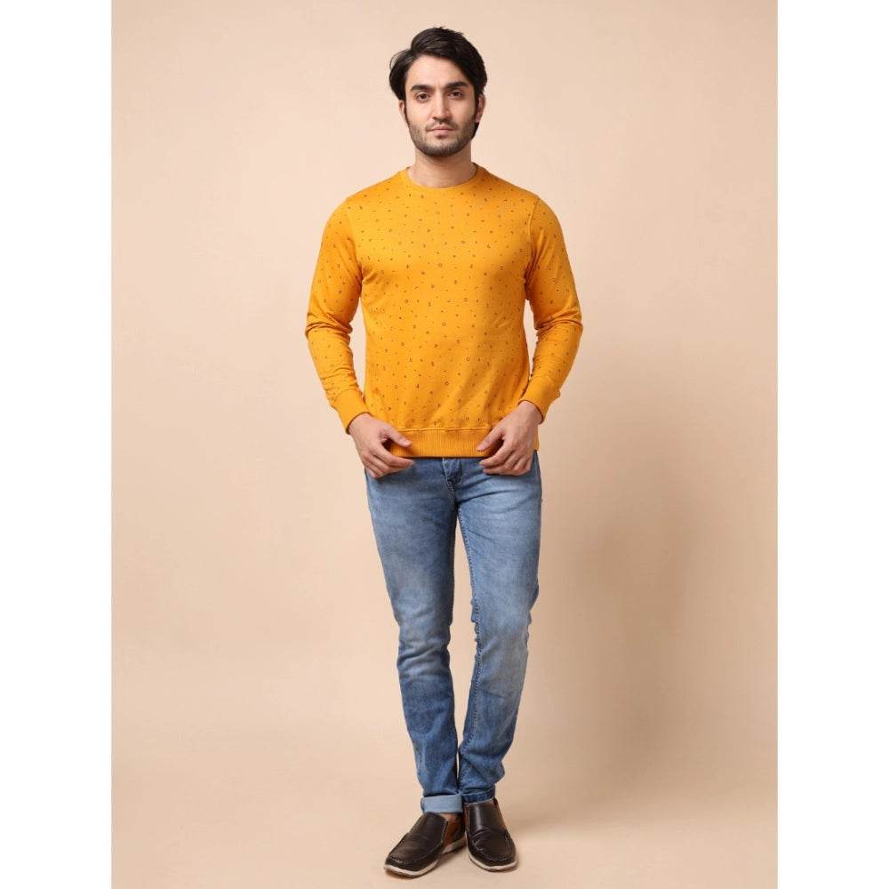 Generic Men's Casual Cotton Printed Round Neck Full Sleeve Sweat Shirt (Mustard) - MYLUXURY LANE ENTERPRISE
