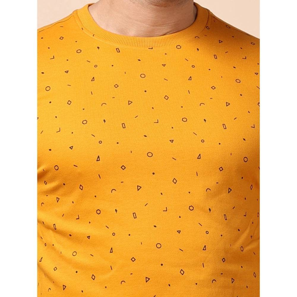 Generic Men's Casual Cotton Printed Round Neck Full Sleeve Sweat Shirt (Mustard) - MYLUXURY LANE ENTERPRISE