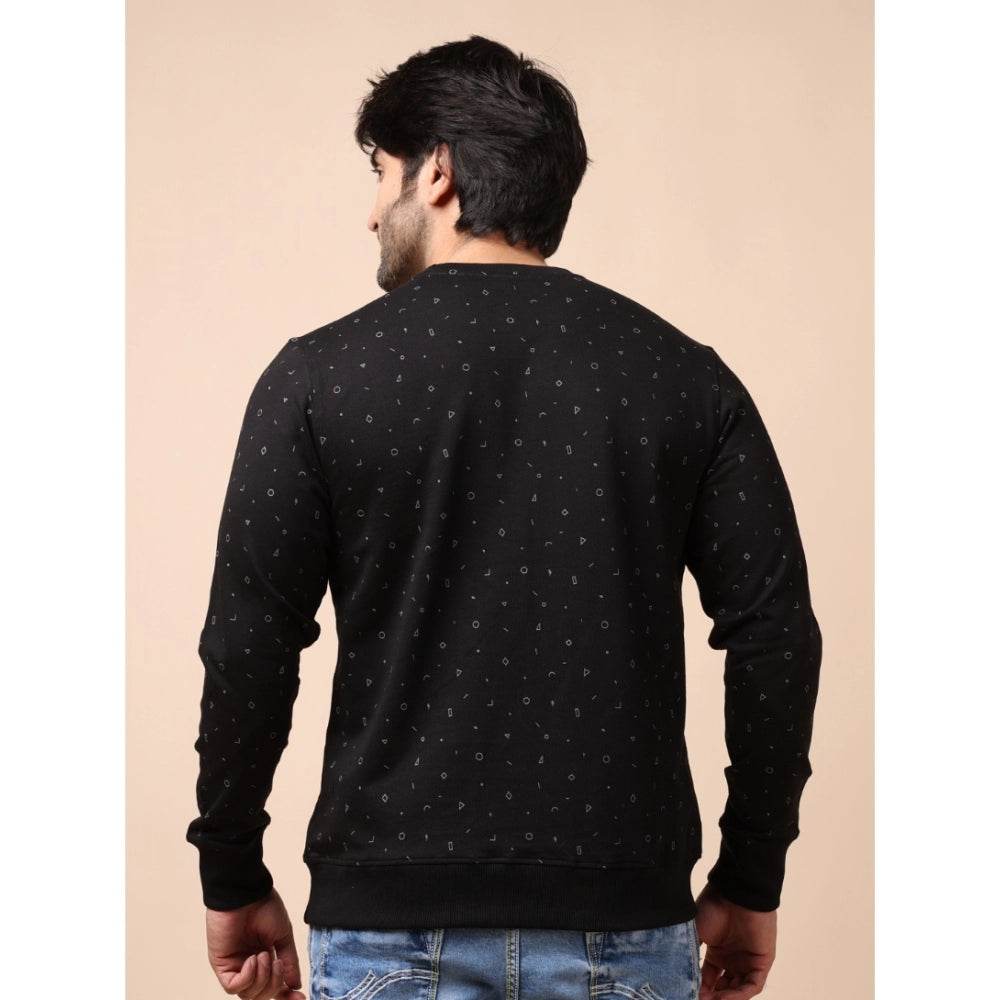 Generic Men's Casual Cotton Printed Round Neck Full Sleeve Sweat Shirt (Black) - MYLUXURY LANE ENTERPRISE