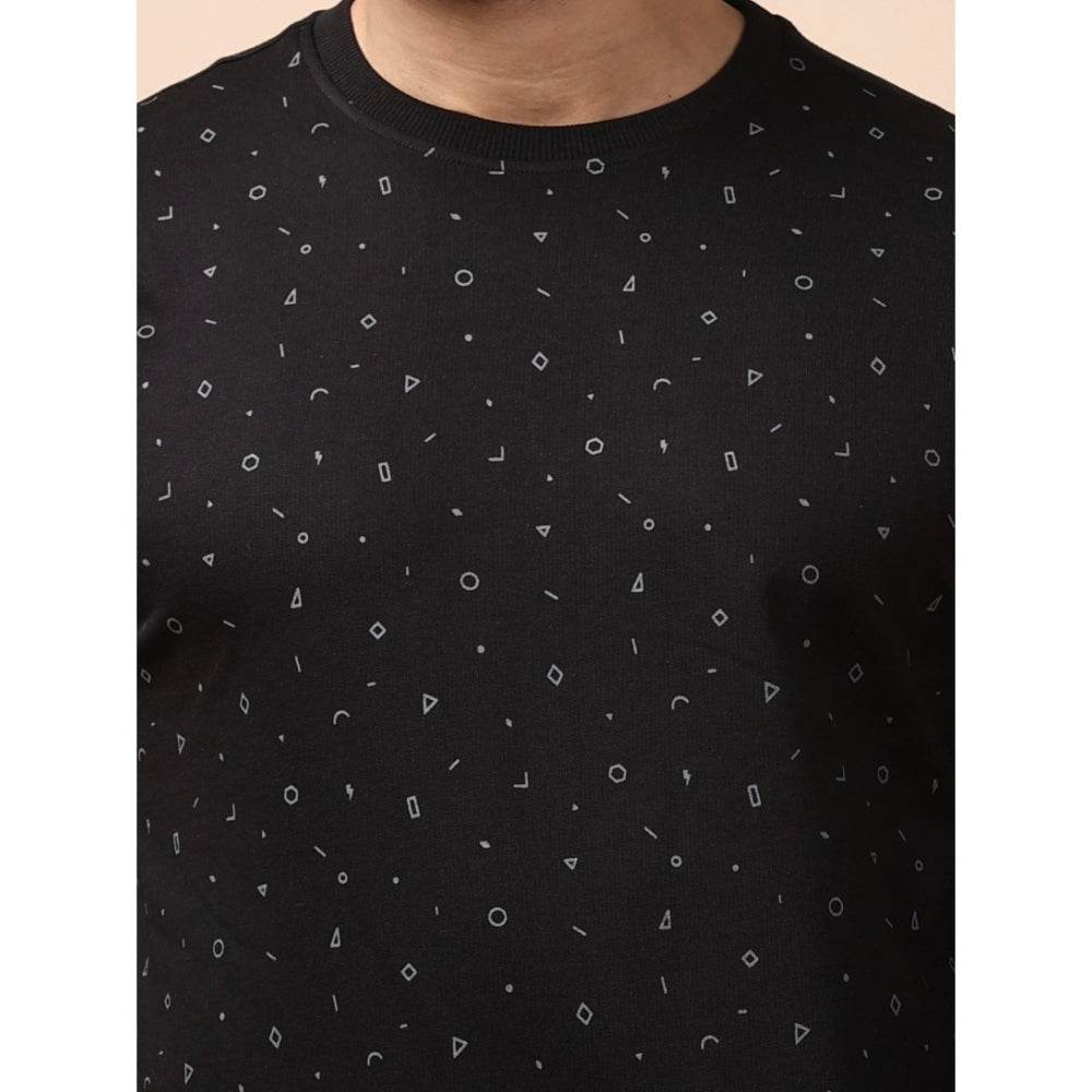 Generic Men's Casual Cotton Printed Round Neck Full Sleeve Sweat Shirt (Black) - MYLUXURY LANE ENTERPRISE