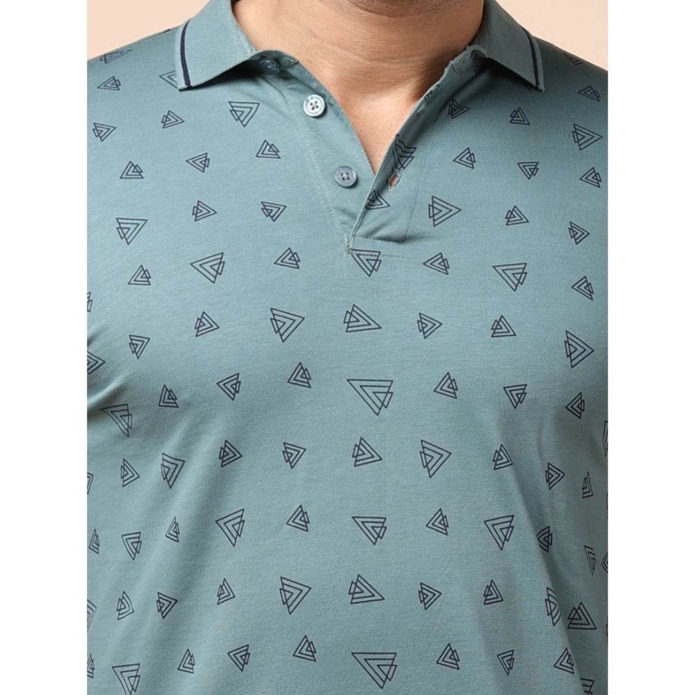 Generic Men's Casual Cotton Printed Polo Neck Half Sleeve T-Shirt (Grey) - MYLUXURY LANE ENTERPRISE