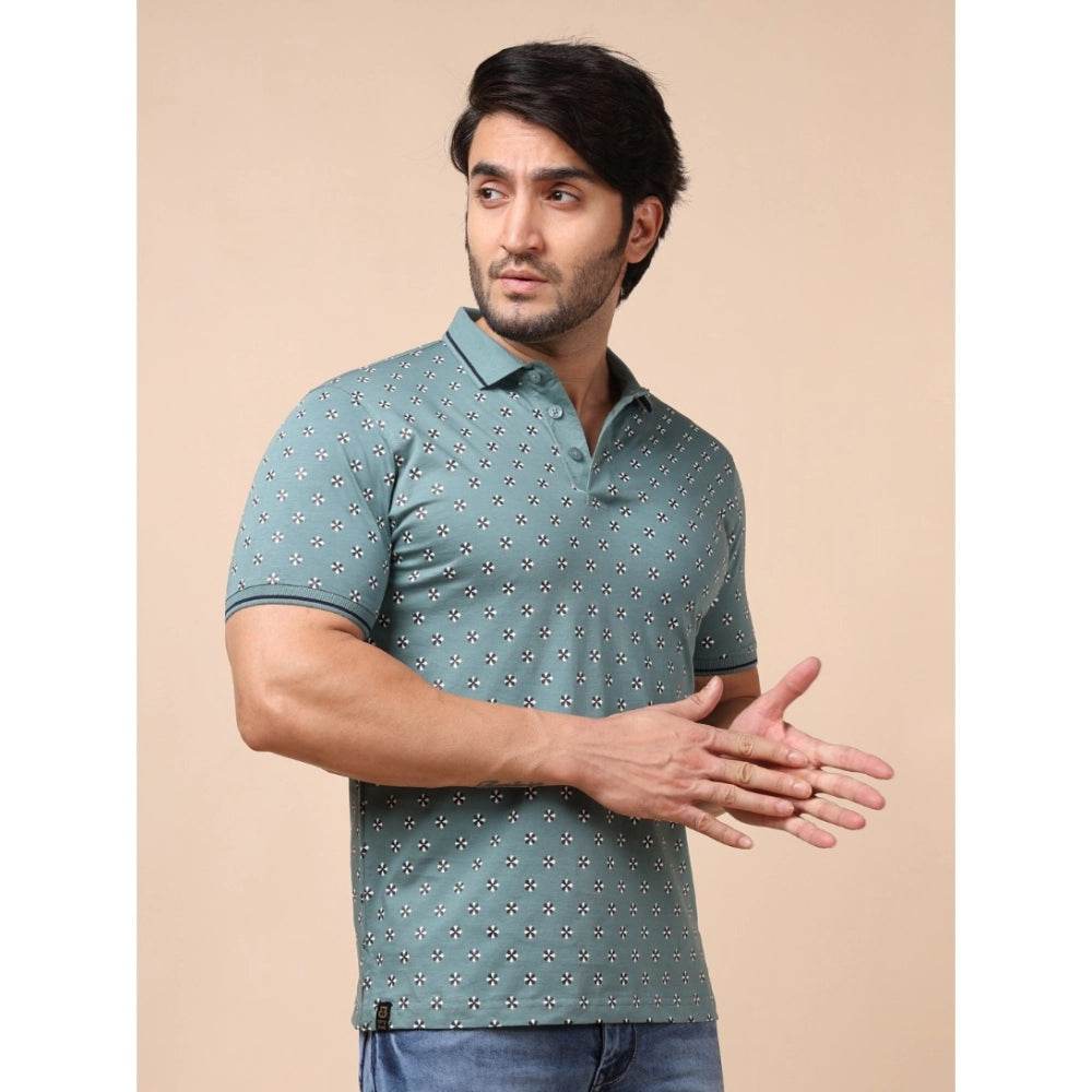 Generic Men's Casual Cotton Printed Polo Neck Half Sleeve T-Shirt (Grey) - MYLUXURY LANE ENTERPRISE