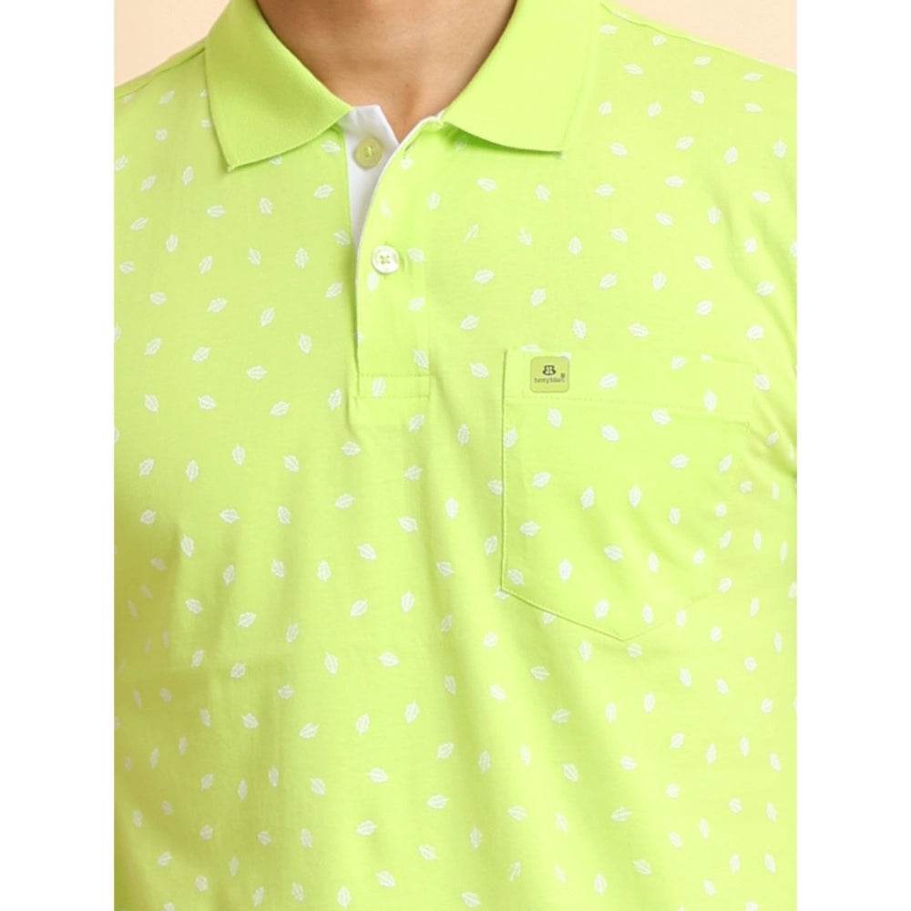 Generic Men's Casual Cotton Printed Polo Neck Half Sleeve T-Shirt (Green) - MYLUXURY LANE ENTERPRISE