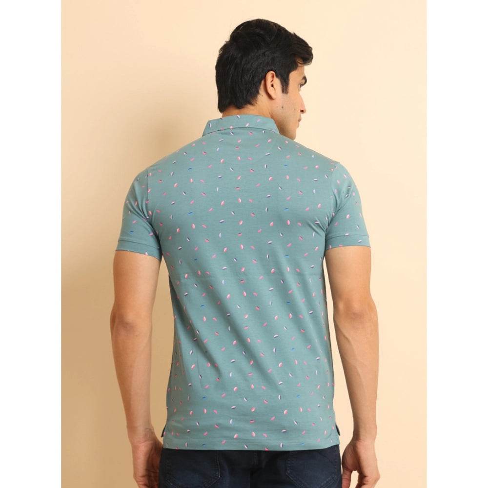 Generic Men's Casual Cotton Printed Polo Neck Half Sleeve T-Shirt (Grey) - MYLUXURY LANE ENTERPRISE