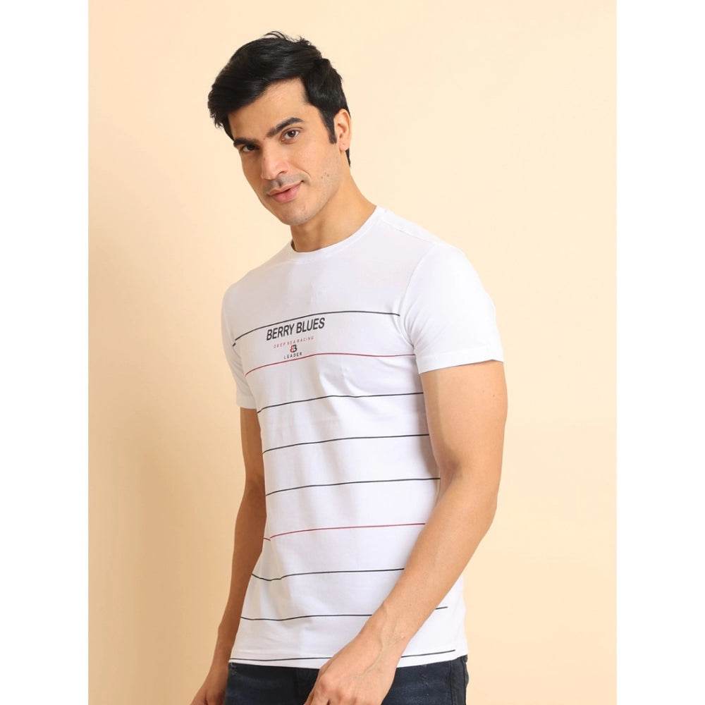 Generic Men's Casual Cotton Printed Round Neck Half Sleeve T-Shirt (White) - MYLUXURY LANE ENTERPRISE