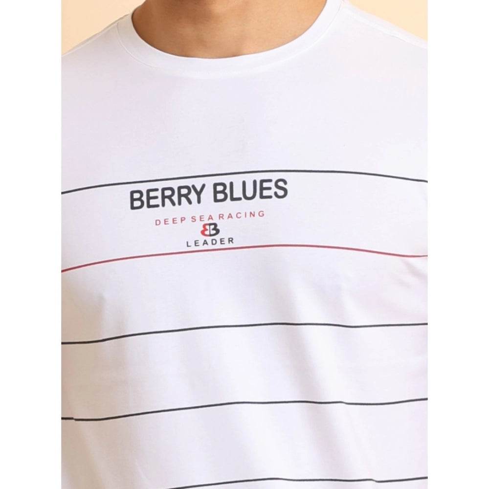 Generic Men's Casual Cotton Printed Round Neck Half Sleeve T-Shirt (White) - MYLUXURY LANE ENTERPRISE