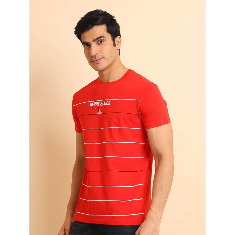 Generic Men's Casual Cotton Printed Round Neck Half Sleeve T-Shirt (Red) - MYLUXURY LANE ENTERPRISE
