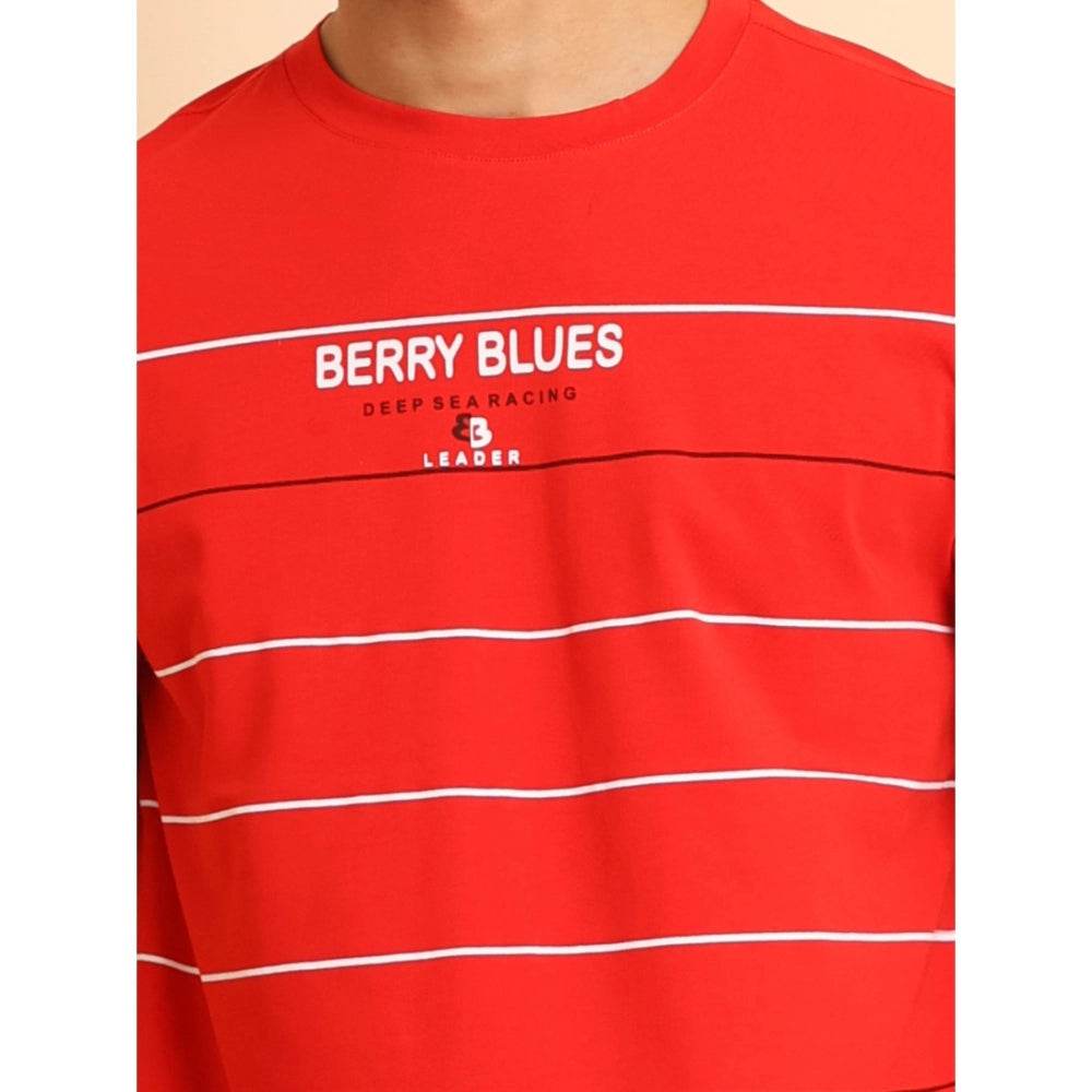Generic Men's Casual Cotton Printed Round Neck Half Sleeve T-Shirt (Red) - MYLUXURY LANE ENTERPRISE