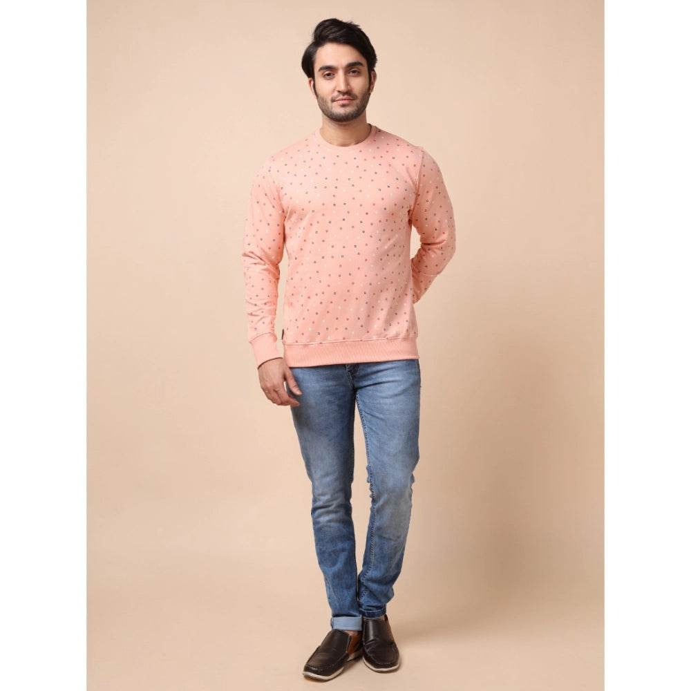 Generic Men's Casual Cotton Printed Round Neck Full Sleeve Sweat Shirt (Peach) - MYLUXURY LANE ENTERPRISE