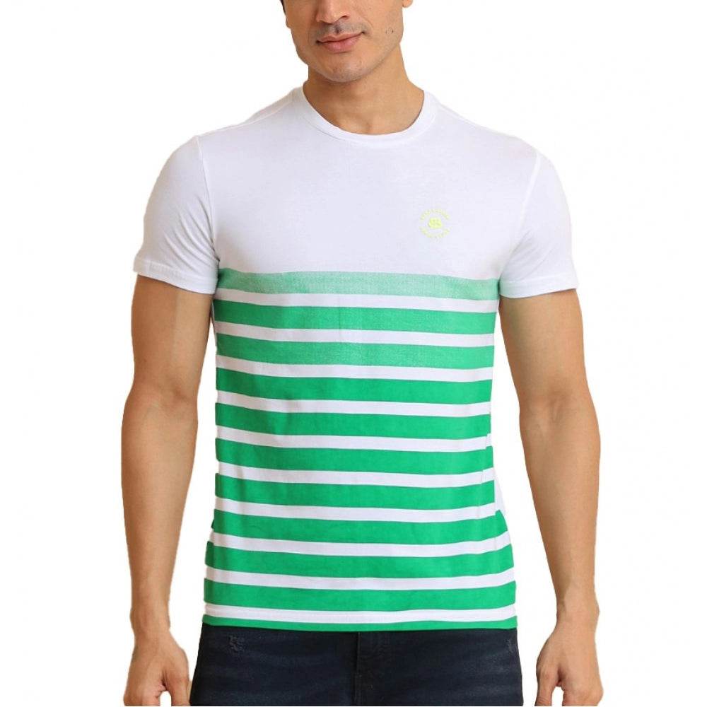 Generic Men's Casual Cotton Printed Round Neck Half Sleeve T-Shirt (Green) - MYLUXURY LANE ENTERPRISE